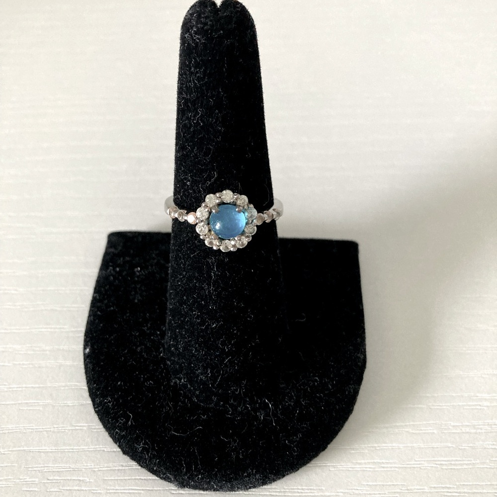 Neon apatite and white zircon sterling silver ring
